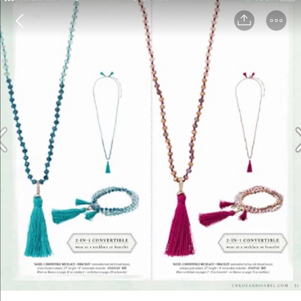 Fuchsia Tassel Convertible Necklace + Bracelet Set